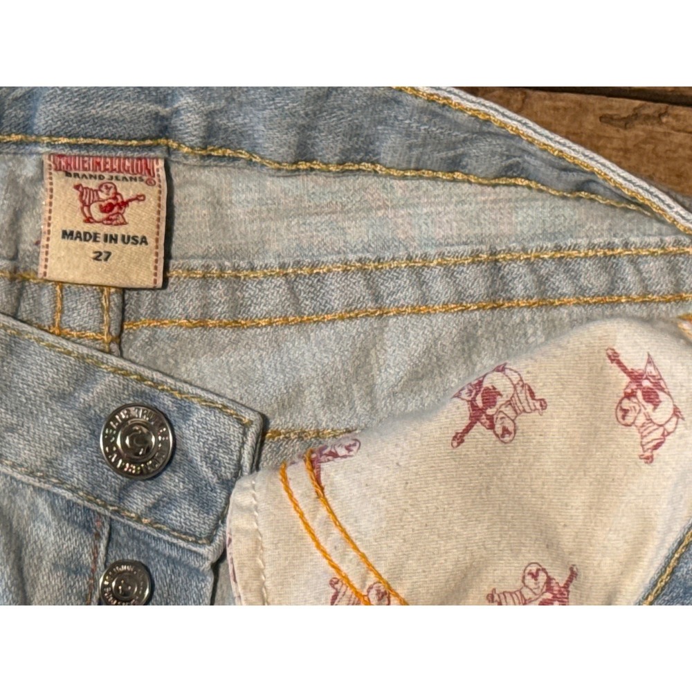 True Religion Jayde Shorts 27 Light Wash Y2K Cut Off Denim - Picture 6 of 9